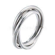 201 Stainless Steel Triple Criss Cross Finger Ring for Women, Stainless Steel Color, Inner Diameter: 17mm(RJEW-N043-19P)