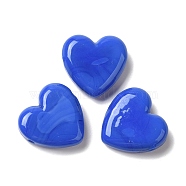 Handmade Lampwork Beads, Heart, Medium Blue, 20x20x7mm, Hole: 1.2~1.5mm(LAMP-U002-03K)