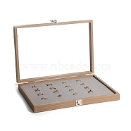 Rectangle Wooden Rings Presentation Boxes, Clear Visible Jewelry Display Case for Rings, Navajo White, 350x240x45mm(PW-WG90817-03)
