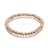 201 Stainless Steel Stretch Bracelets, Round, Mixed Color, 2-1/4 inch(5.6cm)(X-BJEW-F363-01M)