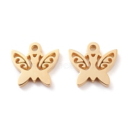Ion Plating(IP) 304 Stainless Steel Charms, Laser Cut, Butterfly, Golden, 11x11.5x1.5mm, Hole: 1.2mm(STAS-Y002-08G)