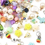 Glass & Acrylic Jewelry Making Findings, Including Pendants & Links, Mixed Shapes, Mixed Color, 14~33.5x8~23.5x4~10mm, Hole: 1.4~3.2mm, about 160pcs/100g(DIY-XCP0002-61)