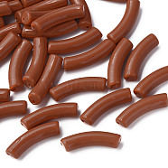Opaque Acrylic Beads, Curved Tube, Saddle Brown, 32x10x8mm, Hole: 1.8mm(MACR-S372-002B-17-1342)