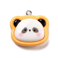 Cartoon Resin Pendants, with Platinum Iron Loop, Panda, 22x23x9mm, Hole: 2mm(RESI-R450-03C)