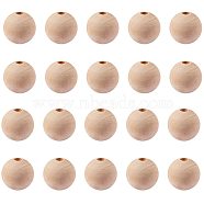 Round Unfinished Wood Beads, Natural Wooden Loose Beads Spacer Beads, with Vacuum Package, Lead Free, Moccasin, 25x25mm, Hole: 6~7mm, about 100pcs/bag(WOOD-PH0004-25mm-LF)
