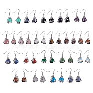 Gemstone Dragon Dangle Earrings, Platinum Brass Jewelry for Women, 36mm, Pin: 0.6mm(EJEW-A092-12P)