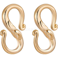 Brass S-Hook Clasps, Long-Lasting Plated, Real 18K Gold Plated, 13.5x8x3mm, 10pcs/set(KK-BC0003-76G)