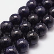 Synthetic Blue Goldstone Beads Strands, Dyed & Heated, Round, 12mm, Hole: 1.2mm(G-N0178-03-12mm)