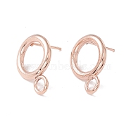 304 Stainless Steel Stud Earring Findings, with 316 Surgical Stainless Steel Pins and Horizontal Loops, Ring, Real Rose Gold Plated, 16.5x12mm, Hole: 3.2mm, Pin: 0.7mm(STAS-P308-02A-RG)