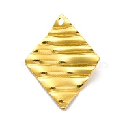 Ion Plating(IP) 201 Stainless Steel Pendants, Rhombus Charm, Golden, 21.5x16.5x1mm, Hole: 1.4mm(STAS-G296-01G)