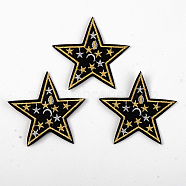 Computerized Embroidery Cloth Iron on/Sew on Patches, Appliques, Costume Accessories, Star, Black, 67x72x1.5mm(X-DIY-S040-044)