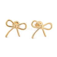 304 Stainless Steel Stud Earrings, Hollow Bowknot, Real 14K Gold Plated, 14x17mm(X-EJEW-H115-08G)