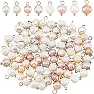 80pcs 4 Styles Natural Cultured Freshwater Pearl Charms, with Golden Tone Brass Loops, Oval, Mixed Color, 10~12x5.5~8x4~6mm, Hole: 2.3~2.7mm, 20pcs/style(PEAR-NB0001-65)