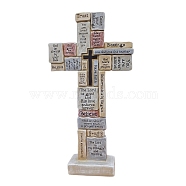 Resin Cross Prayer Sculpture, Religion Display Decorations, Beige, 160x45x305mm(DJEW-PW0012-070)