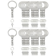 10Pcs Iron Split Key Rings, with Curb Chains, with 20Pcs Iron Open Jump Rings & 20Pcs Screw Eye Pin Peg Bails, Platinum, 62mm(IFIN-YW0003-37P)