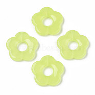 Imitation Jelly Acrylic Beads, Flower, Green Yellow, 25.5x26x5mm, Hole: 1.6mm, about 240pcs/500g(MACR-S272-93E)