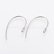 304 Stainless Steel Earring Hooks, Ear Wire, with Vertical Loop, Stainless Steel Color, 25x14x4mm, Hole: 3mm, 21 Gauge, Pin: 0.7mm(STAS-F148-05P)
