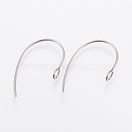 Tarnish Resistant 304 Stainless Steel Earring Hooks, Ear Wire, with Vertical Loop, Stainless Steel Color, 25x14x4mm, Hole: 3mm, 21 Gauge, Pin: 0.7mm(STAS-F148-05P)