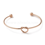 Ion Plating(IP) 304 Stainless Steel Knot Cuff Bangles for Women, Torque Bangles, Rose Gold, 0.2~1.15cm, Inner Diameter: 2-1/2x1-3/4 inch(6.35x4.45cm)(BJEW-M233-04RG)