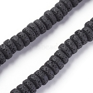 Natural Lava Rock Beads Strands, Dyed, Flat Round/Disc, Black, 8~8.5x3~4mm, Hole: 2mm, about 62 pcs/Strand, 7.87 inch(20 cm)(G-F671-02A-13)