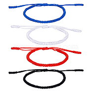 4Pcs 4 Colors Adjustable Nylon Braided Cord Bracelets Set, Mixed Color, Inner Diameter: 2~3-5/8 inch(5.2~9.2cm), 1pc/color(BJEW-FI0001-76)