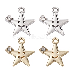 4Pcs 2 Colors Rack Plating Alloy Rhinestone Pendants, Star Charms, Platinum & Light Gold, 16x15.5x3mm, Hole: 1.6mm, 2Pcs/color(FIND-YW0003-59)