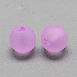 Transparent Acrylic Ball Beads, Frosted Style, Round, Plum, 6mm, Hole: 1mm, about 4200pcs/500g(FACR-R021-6mm-08)