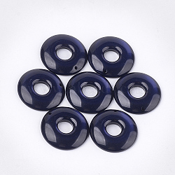 Translucent Resin Pendants, Donut/Pi Disc, Prussian Blue, Donut Width: 13mm, 27.5x4.5mm, Hole: 1.5mm(RESI-S374-19A)
