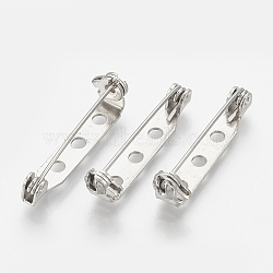 Iron Brooch Findings, Back Bar Pins, Platinum, 39.5x4.5mm, Hole: 2mm, pin: 0.5mm(X-IFIN-S700-02C-P)