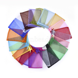 Organza Gift Bags, High Dense Drawstring Pouches, Rectangle, Mixed Color, 15x10cm(OP-150x100-M)