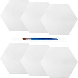 Hexagon Painting Canvas Panel Drawing Boards, with Plastic & Nylon Paint Brushes Pens, Mixed Color, Drawing Boards: 24.8x21.6x0.3cm(DIY-NB0004-10)