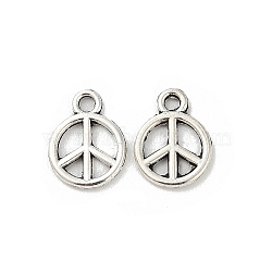 Tibetan Style Alloy Pendants, Flat Round, Antique Silver, 11.5x9x1mm, Hole: 1.6mm(TIBE-S324-23AS)