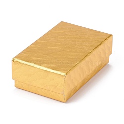 Cardboard Gift Box Jewelry  Boxes, for Necklace, Bracelets, with Black Sponge Inside, Rectangle, Gold, 8.3x5.2x2.9cm(CBOX-F005-03)