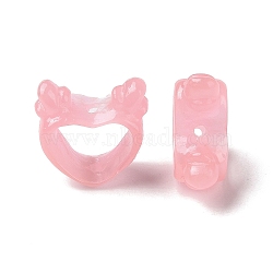 Epoxy Resin Beads, Imitation Jade, Heart, Pink, 16x17.5x8mm, Hole: 1.5mm(RESI-I046-06A)