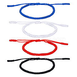 4Pcs 4 Colors Adjustable Nylon Braided Cord Bracelets Set, Mixed Color, Inner Diameter: 2~3-5/8 inch(5.2~9.2cm), 1pc/color(BJEW-FI0001-76)