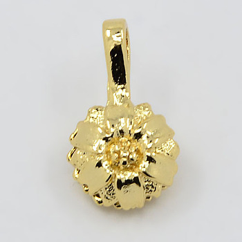 Real 18K Gold Plated Brass Buddhist Pendants, Buddha Jewelry Findings Counter, Flower, 21x12x7mm, Hole: 3x4mm