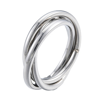 201 Stainless Steel Triple Criss Cross Finger Ring for Women, Stainless Steel Color, Inner Diameter: 17mm
