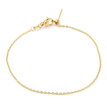 304 Stainless Steel Add a Bead Adjustable Texture Cable Chains Bracelets for Women, Golden, 21.4x0.2cm