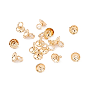 304 Stainless Steel Bead Cap Pendant Bails, for Globe Glass Bubble Cover Pendant Making, Half Round, Real 18K Gold Plated, 4x4mm, Hole: 2.5mm, 3.7mm inner diameter