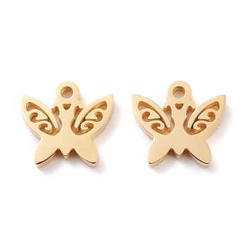 Ion Plating(IP) 304 Stainless Steel Charms, Laser Cut, Butterfly, Golden, 11x11.5x1.5mm, Hole: 1.2mm