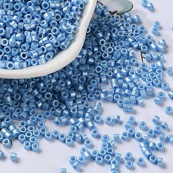 Baking Paint Glass Seed Beads, Cylinder, Steel Blue, 2.5x2mm, Hole: 1.4mm, about 5039pcs/50g
