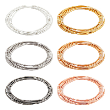 6M 6 Colors Titanium Steel Wire Grimp Wire, Round Flexible Coil Wire, Metallic Thread for Embroidery and Jewelry Making, Long-Lasting Plated, Mixed Color, 1.6mm, about 3.28 Feet(1m)/color