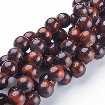 15~16 inch Round Gemstone Strand, Red Tiger Eye, Dyed & Heated, 8mm in diameter, hole: 1mm, about 50pcs/strand, 15~16 inch/strand