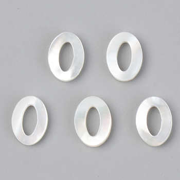 Natural White Shell Mother of Pearl Shell Charms, Number, Num.0, 10x7x2mm, Hole: 0.8mm