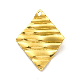 Ion Plating(IP) 201 Stainless Steel Pendants, Rhombus Charm, Golden, 21.5x16.5x1mm, Hole: 1.4mm