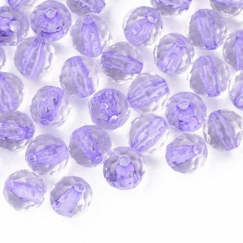 Transparent Acrylic Beads, Round, Faceted, Medium Purple, 8mm, Hole: 1.6mm, about 1810pcs/500g
