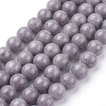 Natural Mashan Jade Beads Strands, Dyed, Round, Gray, 10mm, Hole: 1.2mm, about 42pcs/strand, 16 inch