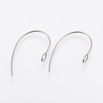 304 Stainless Steel Earring Hooks, Ear Wire, with Vertical Loop, Stainless Steel Color, 25x14x4mm, Hole: 3mm, 21 Gauge, Pin: 0.7mm