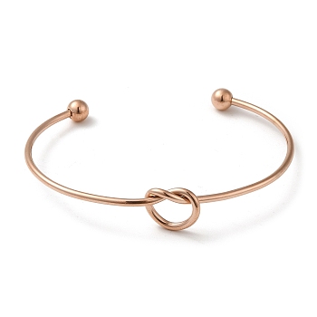 Ion Plating(IP) 304 Stainless Steel Knot Cuff Bangles for Women, Torque Bangles, Rose Gold, 0.2~1.15cm, Inner Diameter: 2-1/2x1-3/4 inch(6.35x4.45cm)