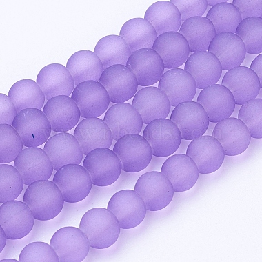 Medium Purple Frosted Round Transparent Glass Bead Strands(X-GLAA-S031-6mm-25)-2